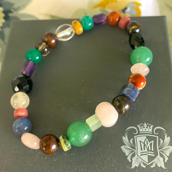 Jewelry - Mixed gemstone beads bracelet, lapis, amethyst, rose quartz new crystals